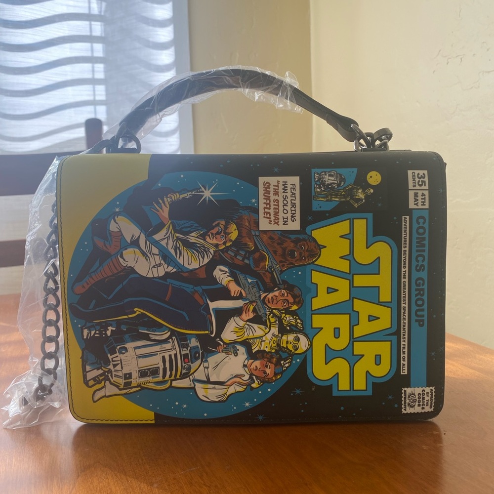Loungefly Stitch Shoppe Star Wars Dark Side vs Light Side Comic Book Bag NEW